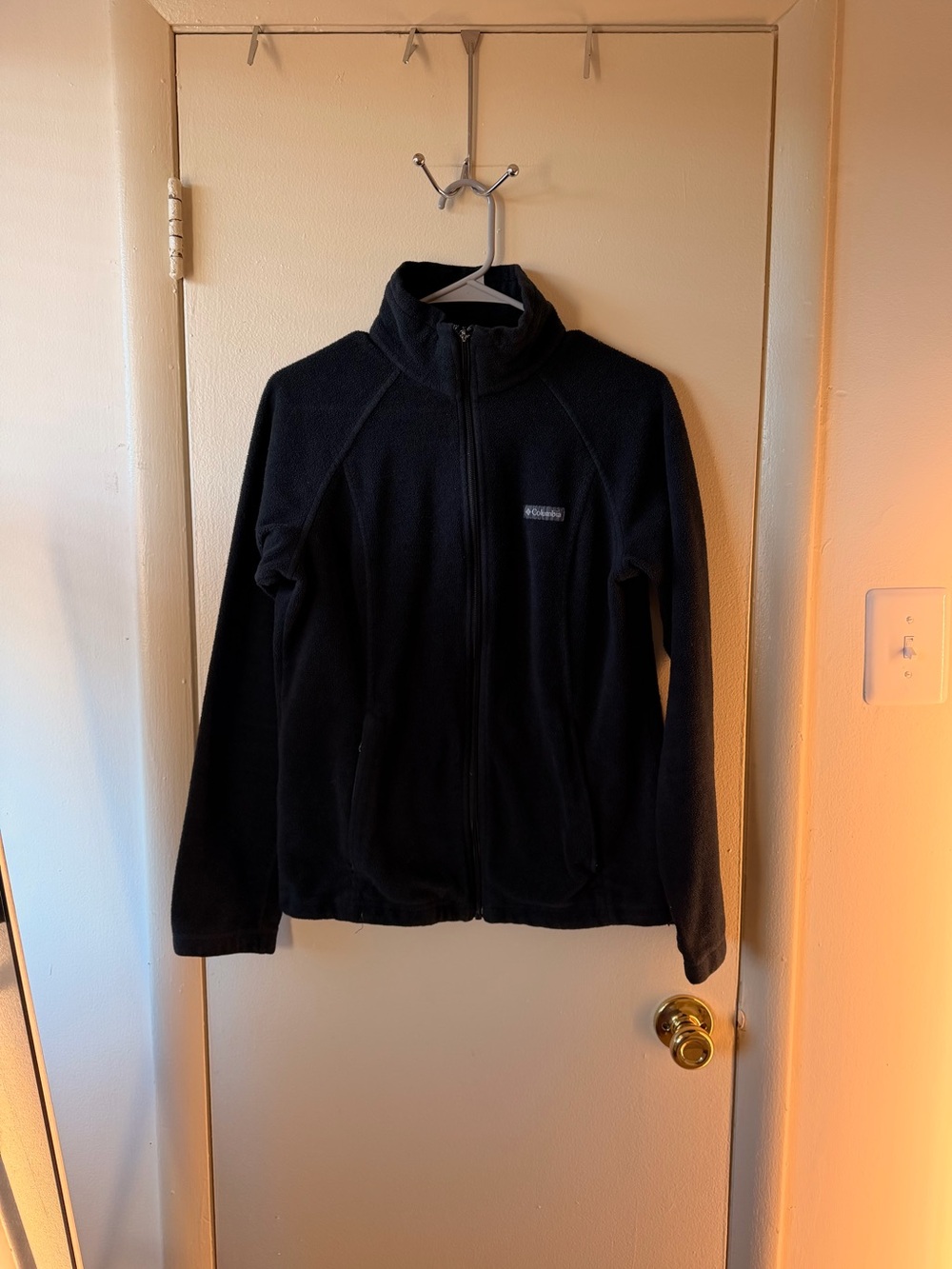 Columbia Black Full Zip Fleece Jacket Women's Large Outdoor Hiking